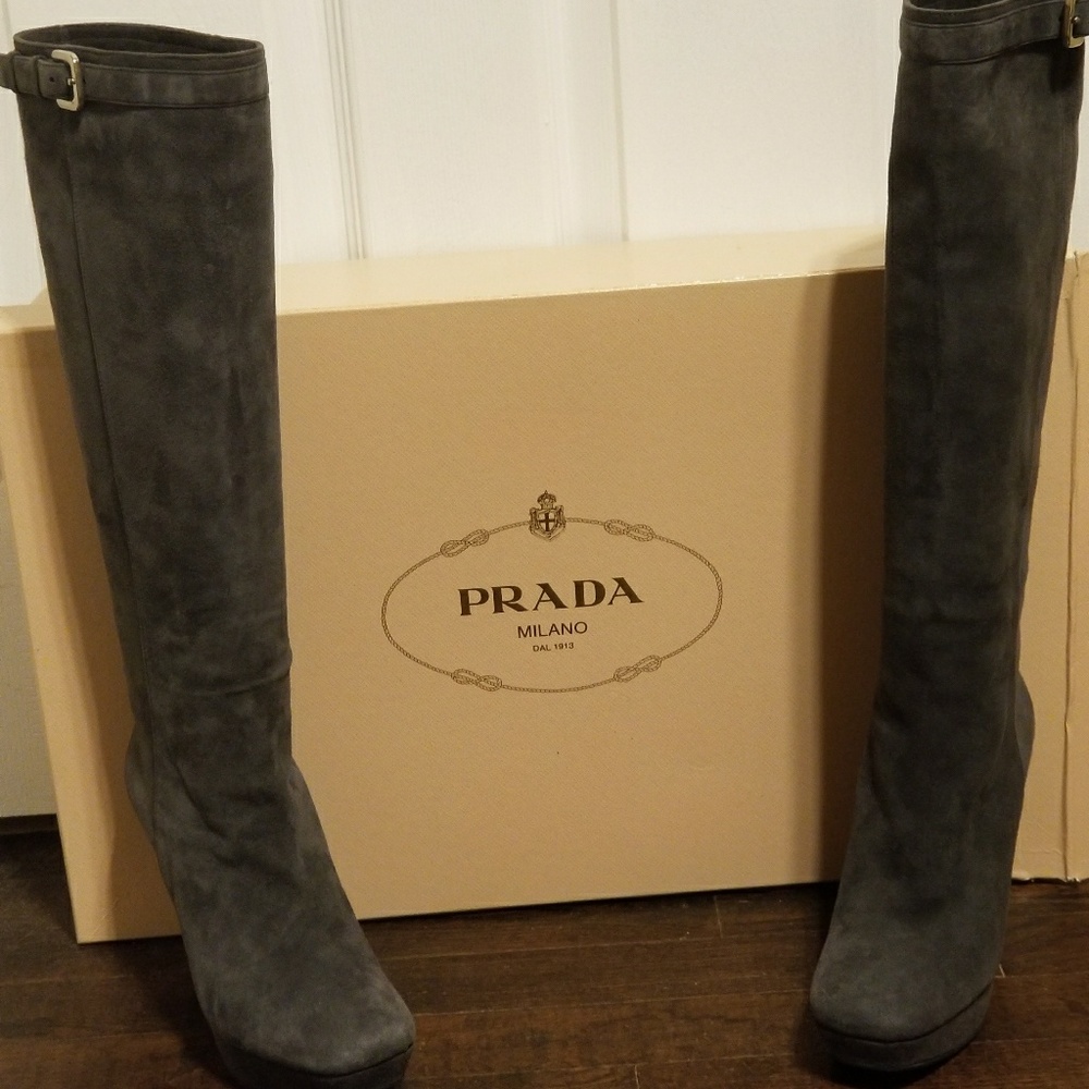 Authentic PRADA suede, wedge boots